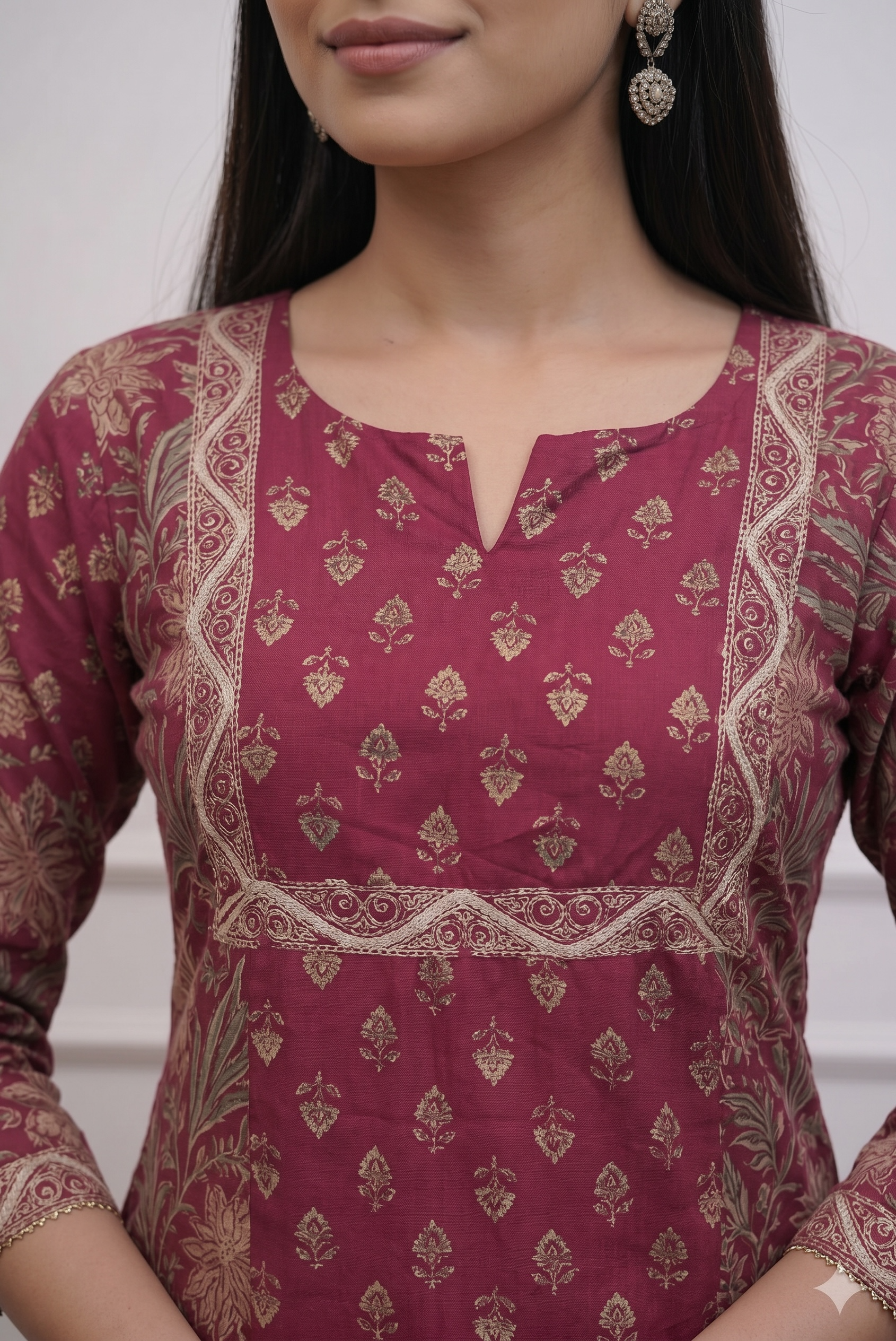 Maroon Premium Cotton Kurta Pant Set for Women