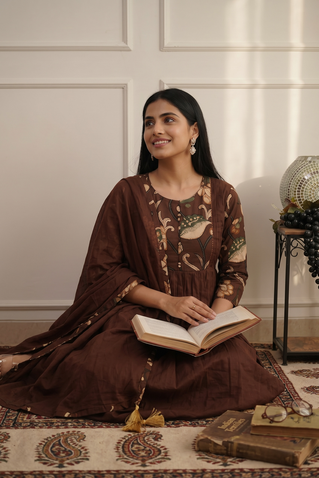 Elegant Brown Cotton Divider Set for Women