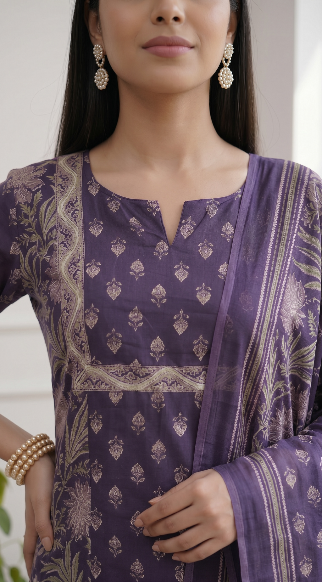 Royal Purple Premium Cotton Kurta Pant Set for Women