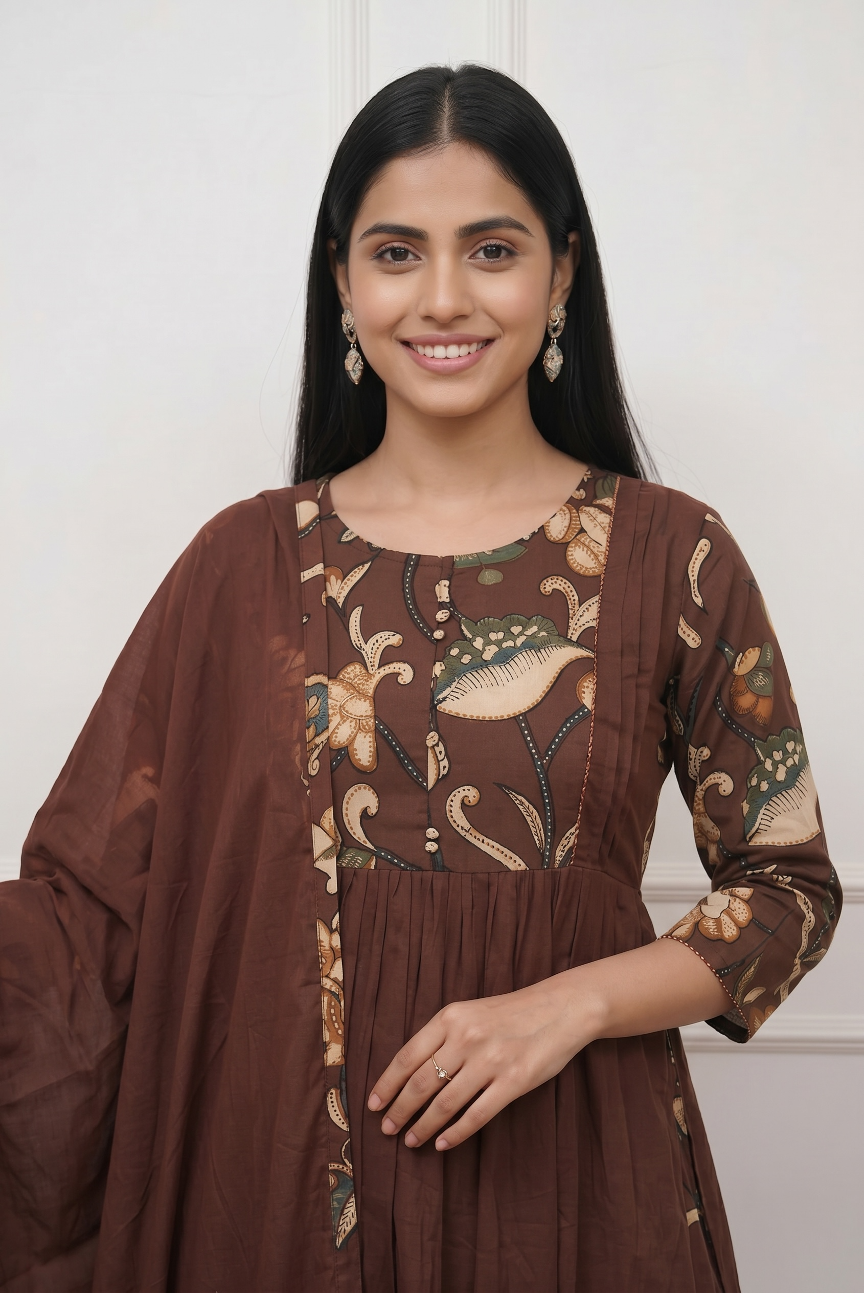 Elegant Brown Cotton Divider Set for Women