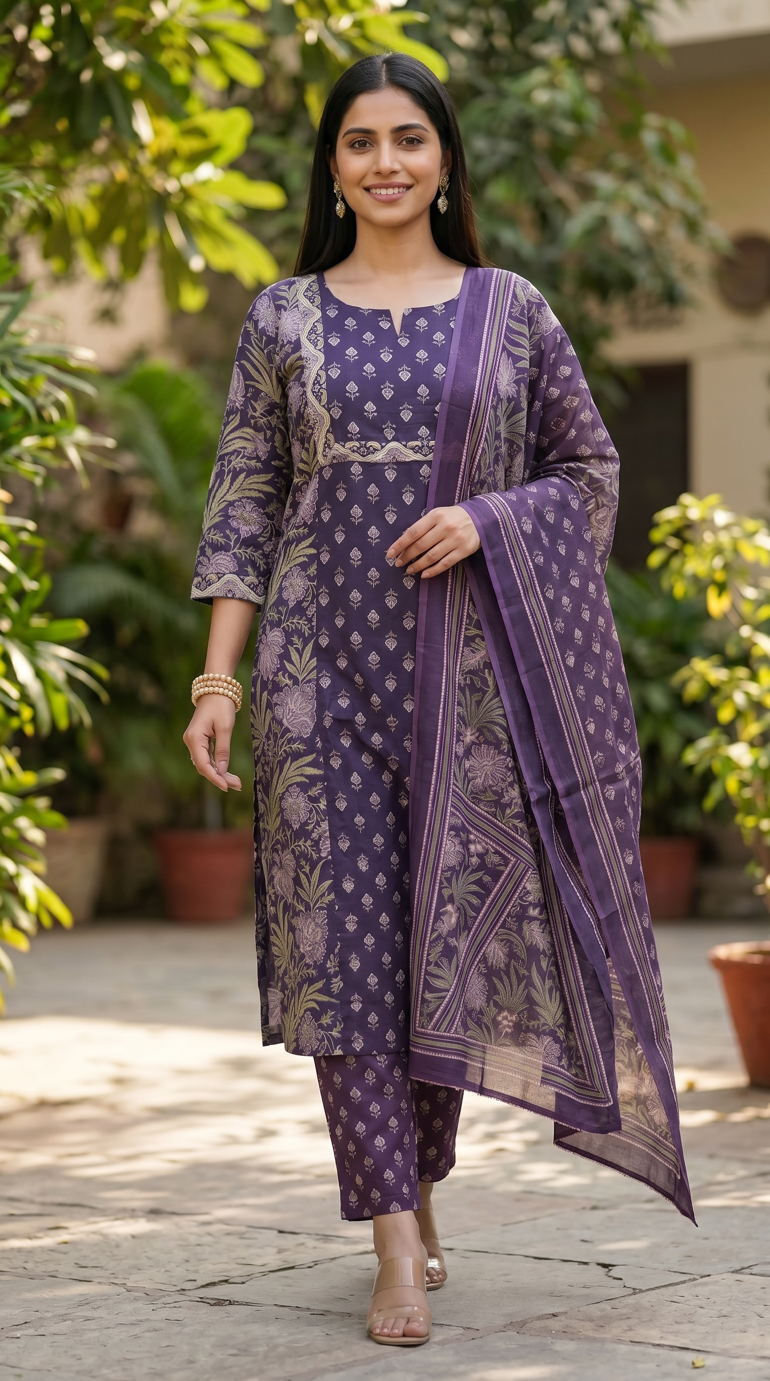 Royal Purple Premium Cotton Kurta Pant Set for Women