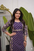 Royal Purple Premium Cotton Kurta Pant Set for Women