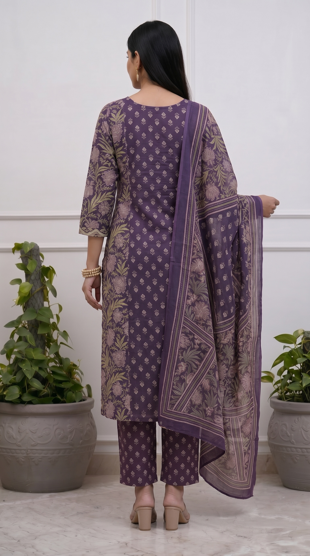 Royal Purple Premium Cotton Kurta Pant Set for Women